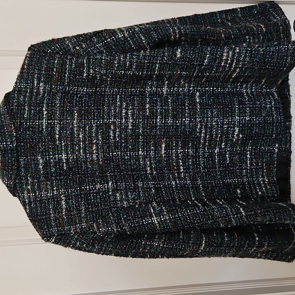 ✨ Dark Academia| Navy Bouclé Tweed Blazer| Old Money, Classic Chic ✨ Sz. L - Picture 5 of 8